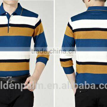 men long sleeve stripe performance polo shirt