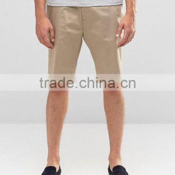 High Quality Latest Custom Three Pockets Men's Khaki Slim Fit 97% Cotton 3% Elastane Stretch Twill Zip Fly Casual Shorts Pant