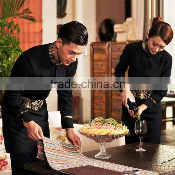 Popular Design Winter Hotel Long Sleeve Uniforms 2pcs for Reception/ Waiter/ Waitress