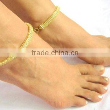 OLD TONE CHAIN filled with crystal delicate PAYAL Anklets pair