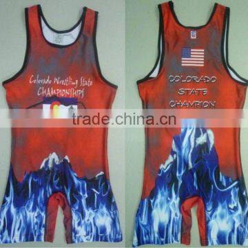 Newest custom sublimation printing wrestling clothing