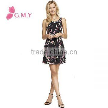Latest Design Sexy Cross Back Bandage Dress Floral Fit Celebrity Backless Casual Dresses photo-2