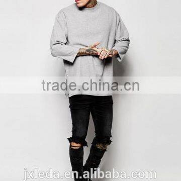 Oversized Longline 3/4 Sleeves 100% Cotton Men T-shirt China Factory Wholesale photo-4