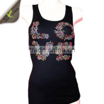 Wholesale Black Bride Rhinestone Transfer Iron-on Tank Tops Custom Weight Fabric photo-4