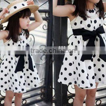 High Quality Children Clothing Frock Design Sleeveless Dot Print Girl Dresses photo-2