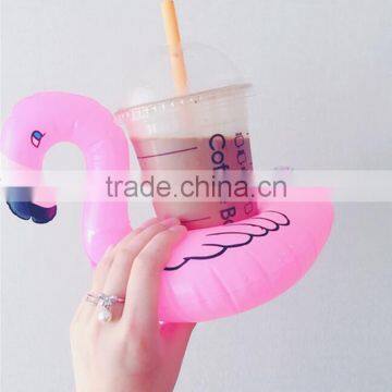 Inflatable Pink Flamingo Coasters Cup Drink Holder Swimming Pool Float