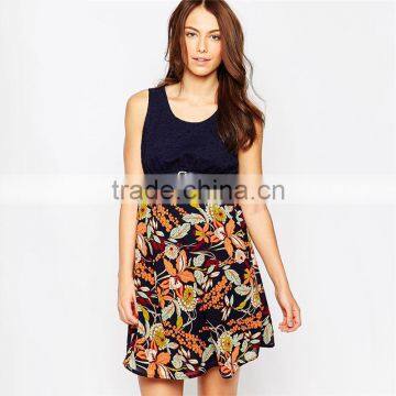 Sexy maternity contrast floral skater dress maternity wear