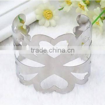 Elegant metal floral bracelet bangles, silver charm hollow flower bangle vners jewelry