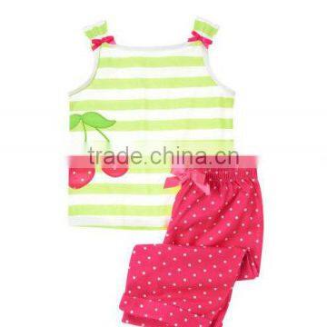 cherry stripe two piece pajama set