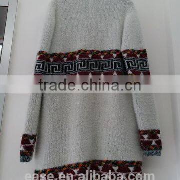 Ladies' Newest Fashion Sleeve Round Neck Closure on the Back Special Design Fancy Knitted Pullover Sweater photo-2