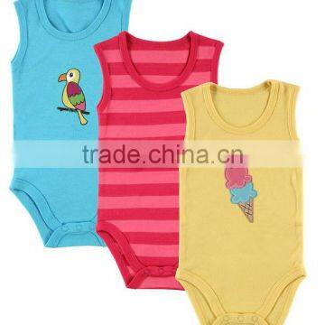 Stripe/applique Custom Made Infant Organic Cotton Smocked Infant Summer Romper for Boy Pattern/baby Romper Wholesale photo-4