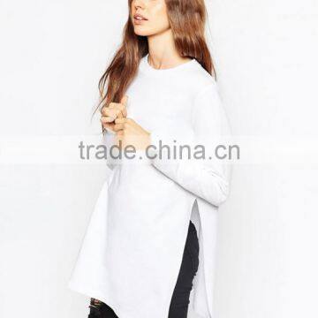 Wholesale Newly Cotton Hoodies Without Hood O-neck Side Open Casual Blank Plain Dyed for Women Sweatshirt China Supplier photo-2