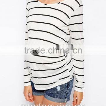 Maternity Pregnancy Woman Clothing With Long Sleeve Stripe Shirt photo-2