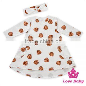 Lovebaby Printed Fox Latest Children Dress Designs With Same Fabric Bow Headband Frock Suit photo-2