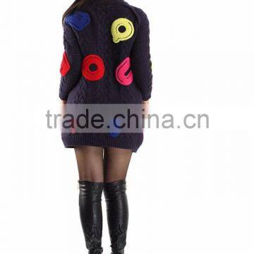 Womens Cute Embroidery Wool Knit Cardigan Sweater Tops Mujer photo-6