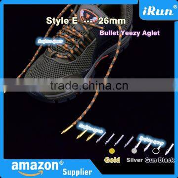 Customized Yeezy Shoelaces Metal Bullet Aglets - Gold&Silver&Gun Black Metal Tips - Bullet Shape Gold Metal Aglets photo-6