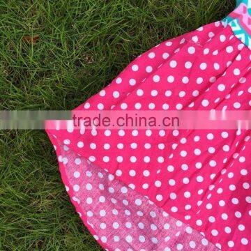 2015 New Girls High Low Dress Kids Aztec Blue Dress Hot Pink White Polka Dot Dress With Necklace and Headband photo-2