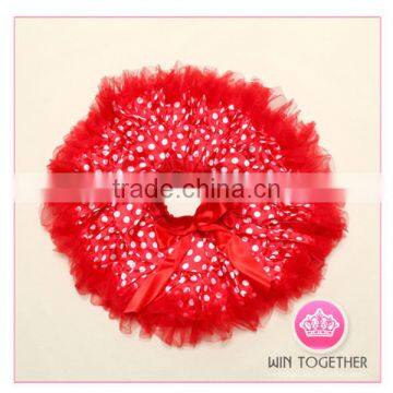 Red Polka Dotted Tutu Pettiskirt With Rosettes Wholesale