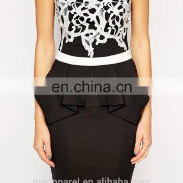 New Fashion Ladies Sexy Mini Lace Top Bandeau Tight Black Peplum Dress photo-4