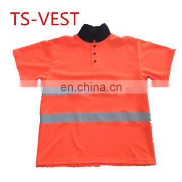 High visibility reflective fluorescent polyester safety t shirt