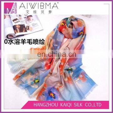 in store long wool 2 color gradient scarves winter wear wool shawl