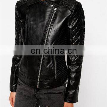 High Quality Soft Women Leather Fashion jacket/PU biker jacket For Autumn/Winter