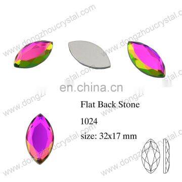 Horse eye shaped 17*32mm large flat back crystal stones for jewelry