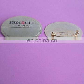 aluminum soft enamel hotel staffs oval name badge with custom logo