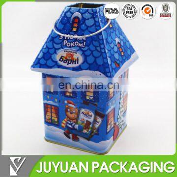 fancy house shape Christmas gift tin box ,christmas gift packaging tin box