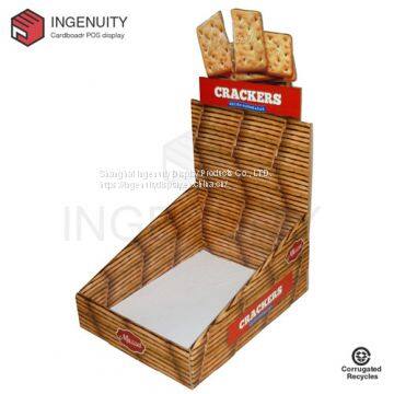 Recycle cardboard display box for crackers CDU-TRAY-025,Food Display Counter