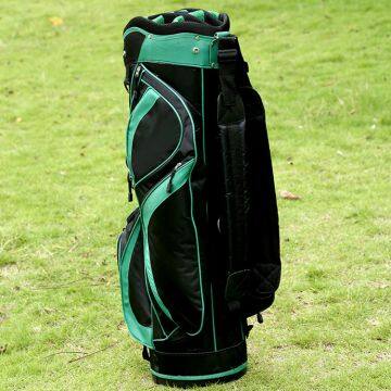 Custom 14 way black and green color portable golf bag