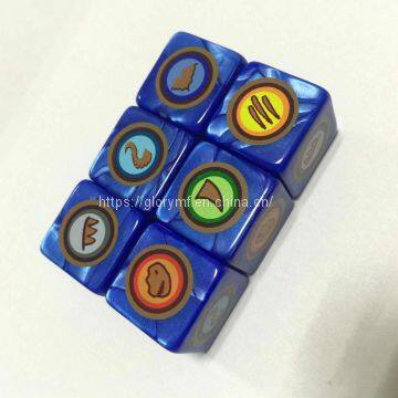 Custom Heat Printing D4,D6,D8,D10 Kinds of Plastic Acrylic Dice/board Game Dice