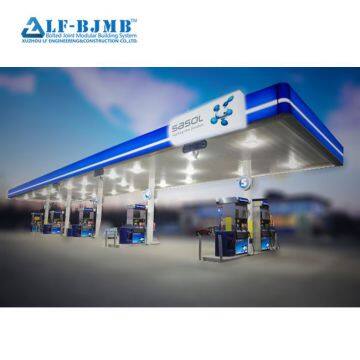 Steel Space Frame Structure Petrol Filling Station Canopy Roofing Design