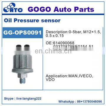 0-5Bar M12*1.5 0.5+-0.15 Oil Pressure Sensor for Man IVECO VDO OEM 614090068 03370879EE0154-51 30/8C