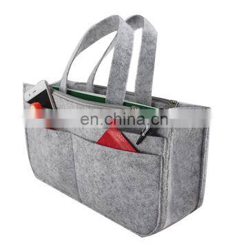 wholesale small size multi pockets lady felt handbag for cosmetic organizer