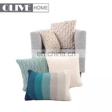 2019 Ombre Blue Acrylic Knitted Home Pillow Back Decorative Cushion Cover Cushions for Sofa photo-2