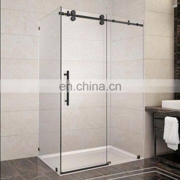 Modern Black stainless steel tempered glass sliding  shower room