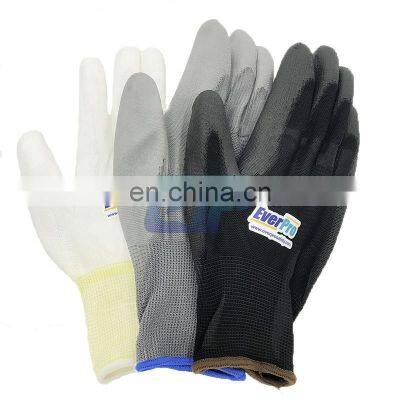 EN388 4131 White Black Palm Coated Nylon PU Gloves Polyurethane Palm Fit Safety Glove Work Gloves