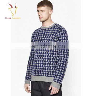 Mens Fashion Crewneck Merino Sweater Stripe Pullover photo-4
