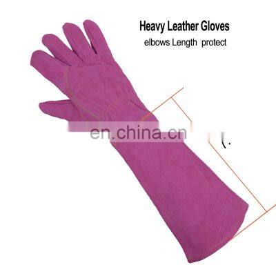 HANDLANDY Hot Sell Cowhide Purple Thorn Proof Gauntlet Garden Gloves For Home photo-2