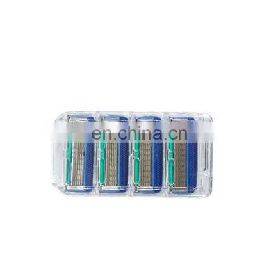 High Quality Blue Color 4PCS One Pack 6+1 Blades Shaving Barber Razor Blade Cartridge