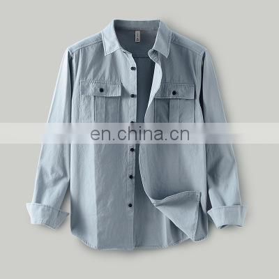 2021 Fashion Hot Sale Cotton Tooling Shirts Button Long Sleeve Shirt For Men