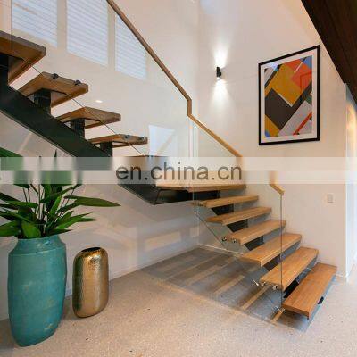 Brisbane Stairs Remodel Inspiration Contemporary Mono Stringer Wood Tread Staircase with Glass Railing