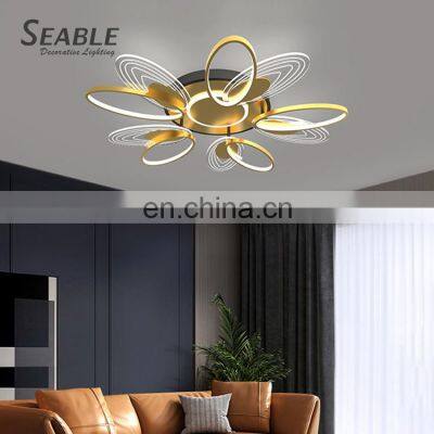 Unique Style Magnificent Aluminum Black Gold Indoor Bedroom Decoration LED Modern Ceiling Light