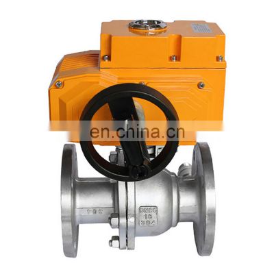 Flange Motorized Electric Ball Valve Stainless Steel 304 Two Ways with Manual Override