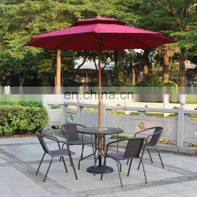 Modern Luxury Outdoor Sets Patio Rattan Furniture Folding Dining Table Set Rattan Table and Chairs Set With Umbrella photo-3