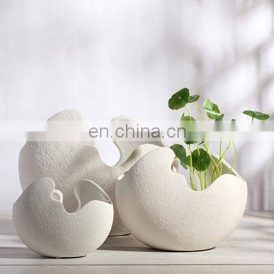 New Style Modern Porcelain Vases Eggshell Shape Ceramic Vase Pot for Home Decor Decorative Flowers