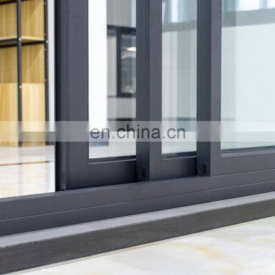 YY Aluminium Three Tracks Sound Proof Sliding Doors With Tempered Glass
