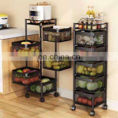 In Stock Multilayer Rotatable kitchen Storage fruit 360 Degree Rotating Baskets Vegetable Rack