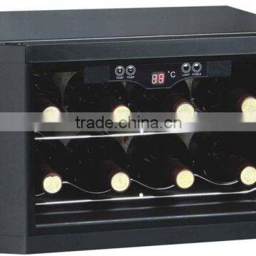 black electronic wine cooler with LED temperature control and LED disply